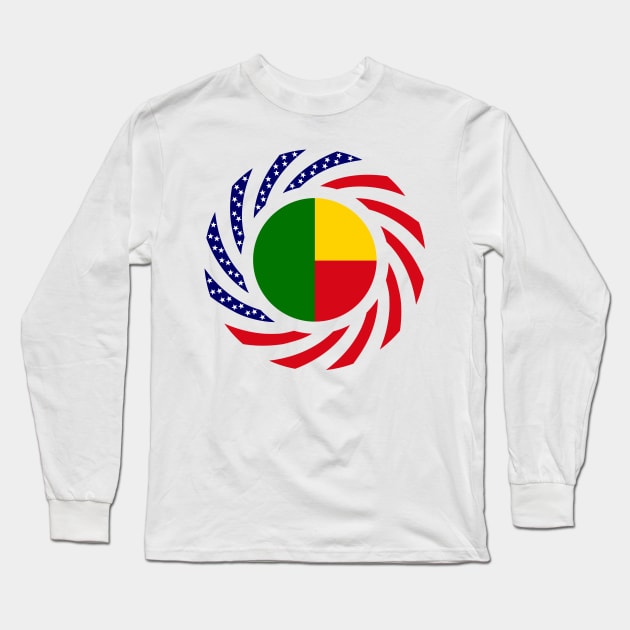 Beninese American Multinational Patriot Flag Series Long Sleeve T-Shirt by Village Values